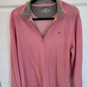 Vineyard Vines Coral Heathered 1/4 Zip Pullover S